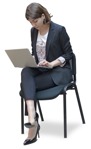 Cut out people - Businesswoman With A Computer Writing 0002 | MrCutout.com - miniature