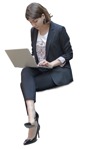 Cut out people - Businesswoman With A Computer Writing 0004 | MrCutout.com - miniature