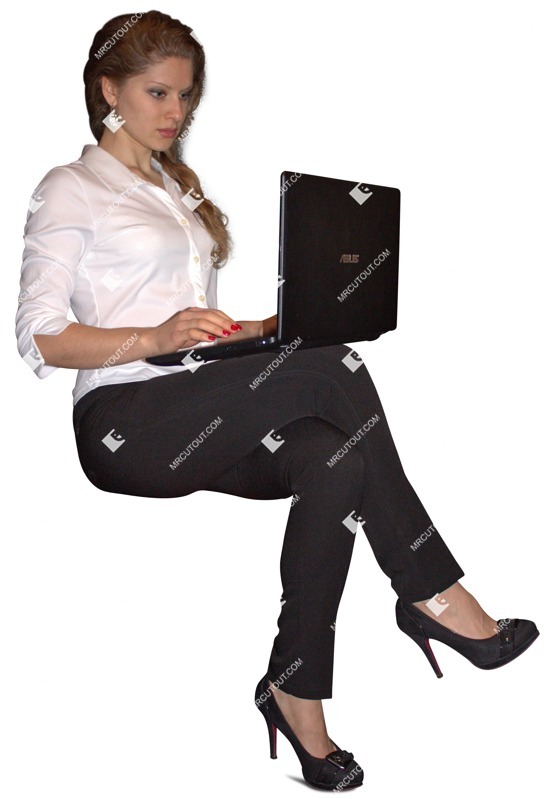 Businesswoman with a computer writing entourage people (2401)