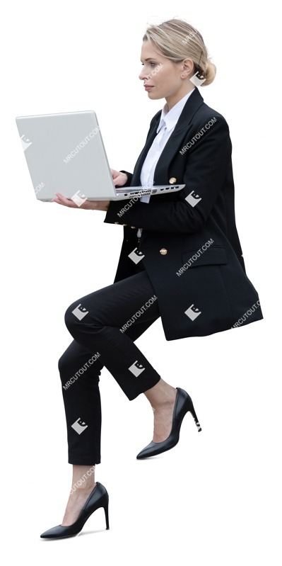 Businesswoman with a computer writing people png (19056)
