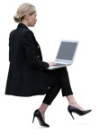 Businesswoman with a computer writing people png (19055) - miniature