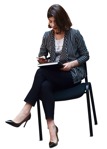 Businesswoman with a smartphone sitting people png (6359) - miniature