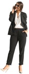 Businesswoman with a smartphone standing people cutouts (5658) - miniature