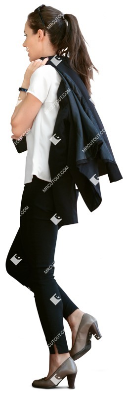 Businesswoman with a smartphone walking people png (6614)