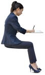 Person sitting  Asian woman filling papers business people png - miniature