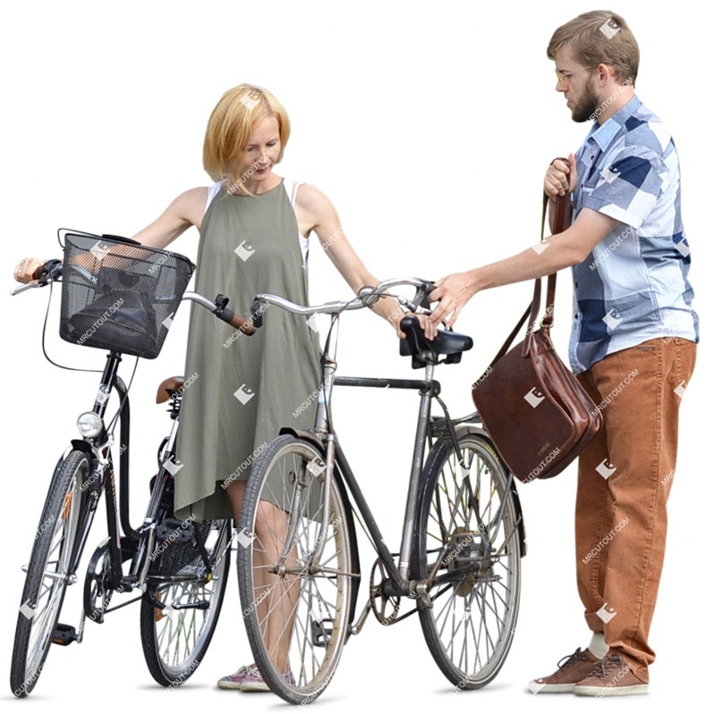 Couple cycling people cutouts (3118)