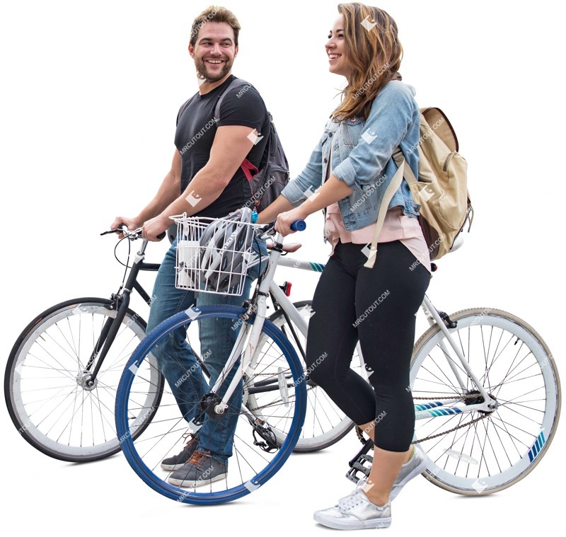Couple cycling cut out people (3711)