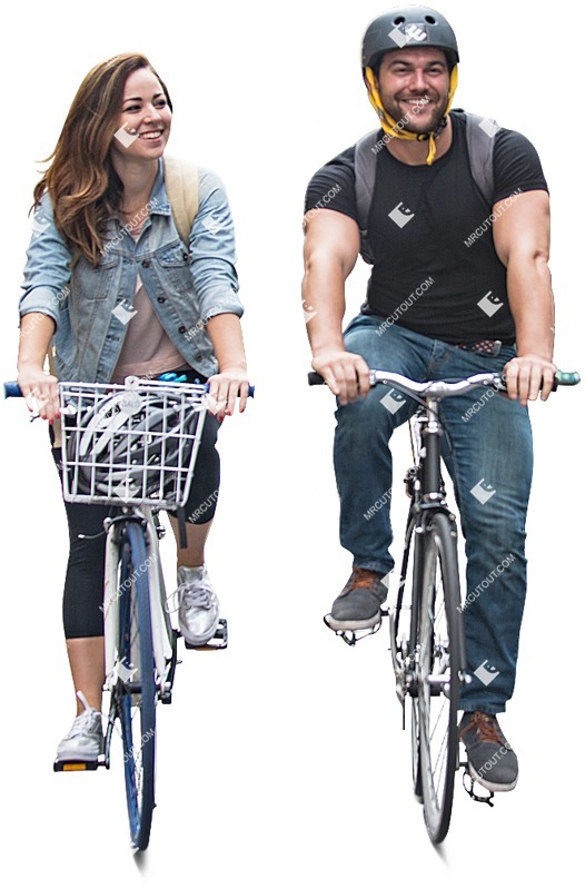 Couple cycling people png (4739)