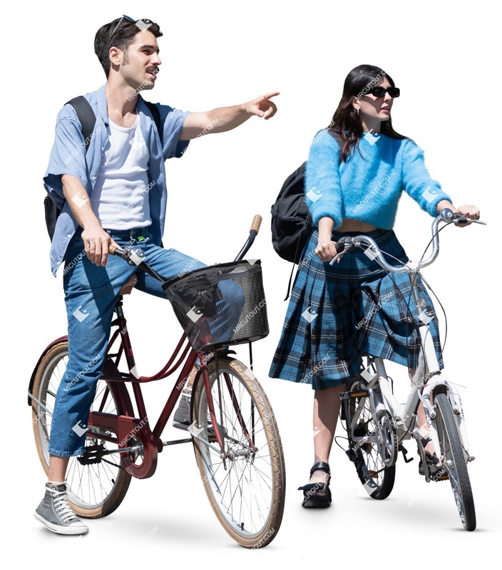 Couple cycling entourage people (16995)