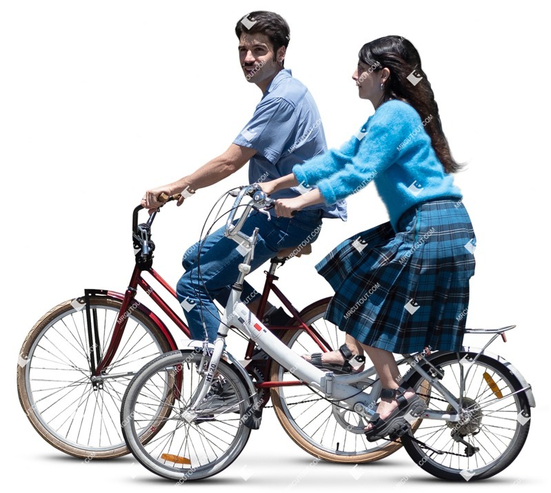 Couple cycling entourage people (16711)