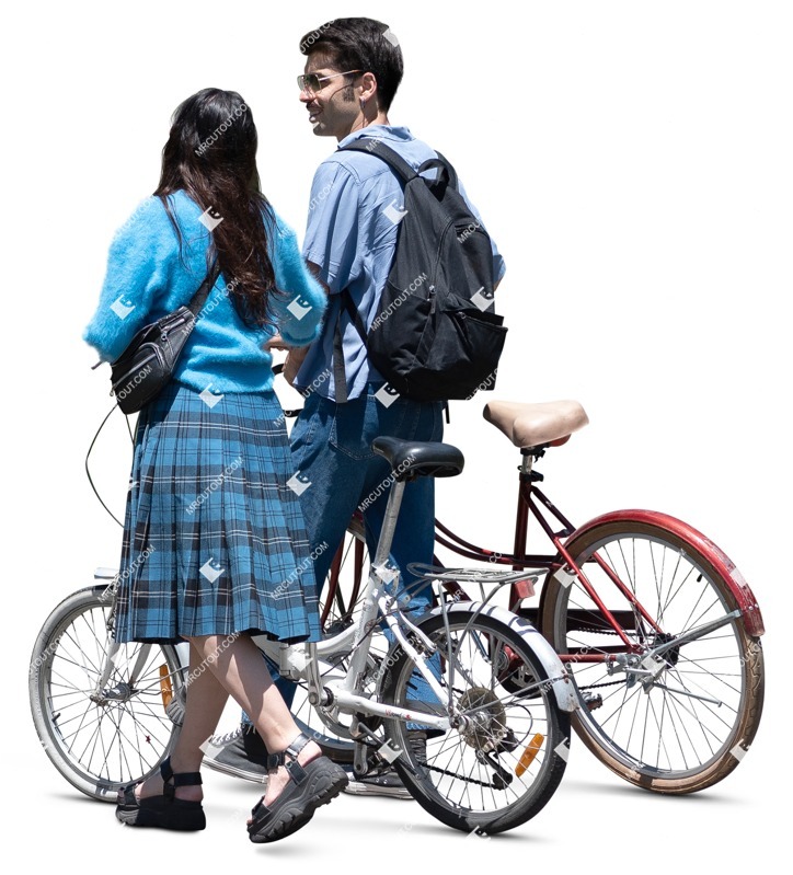 Couple cycling entourage people (16811)