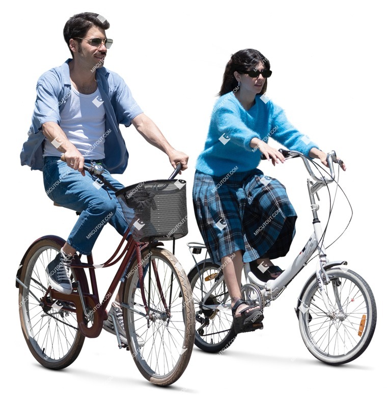 Couple cycling entourage people (16812)
