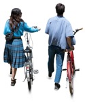Couple cycling cut out people (18267) - miniature