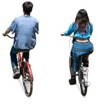 Couple cycling cut out people (18961) - miniature