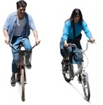 Couple cycling cut out people (18847) - miniature