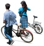 Couple cycling cut out people (18675) - miniature