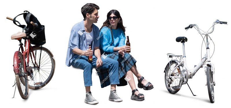 Couple cycling people cutouts (19708)