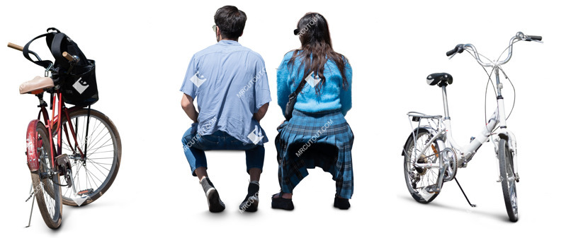 Couple cycling people cutouts (20133)