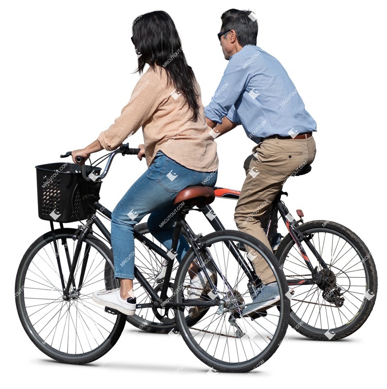 Couple cycling entourage people (17156)