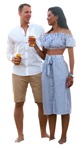 Couple standing at an outdoor party on a summer evening people png - miniature