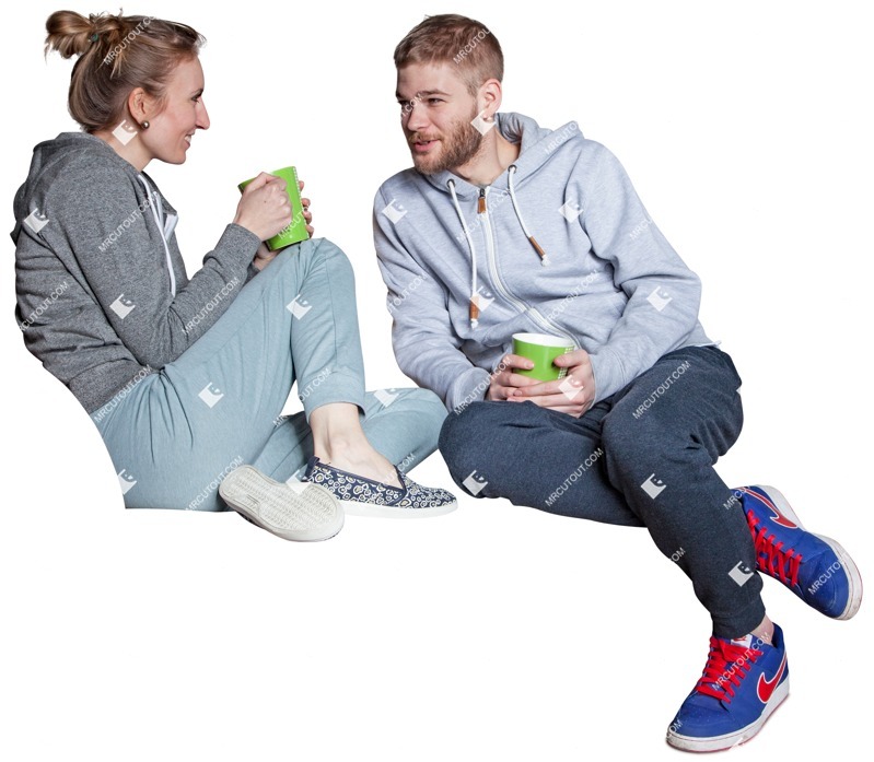 Couple drinking coffee people png (3228)