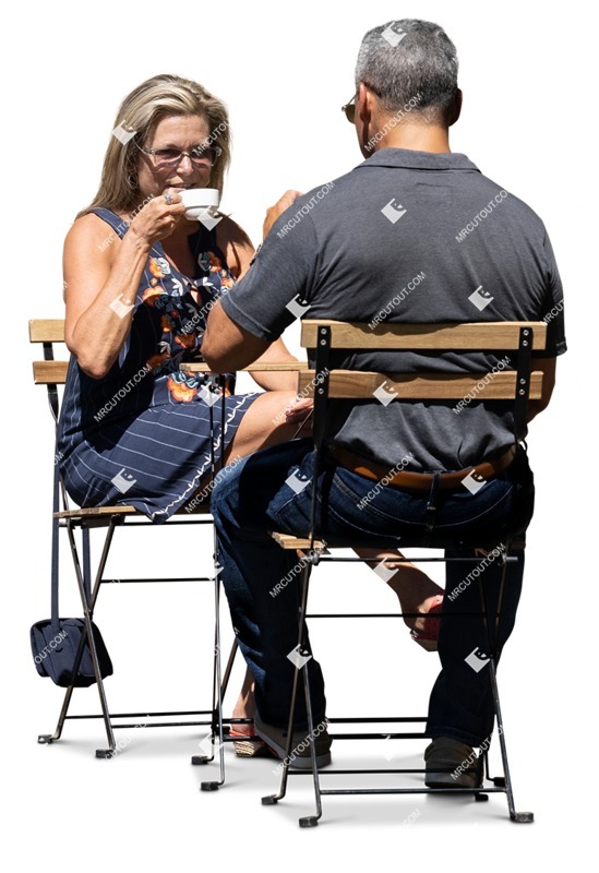 Couple drinking coffee cut out people (16421)