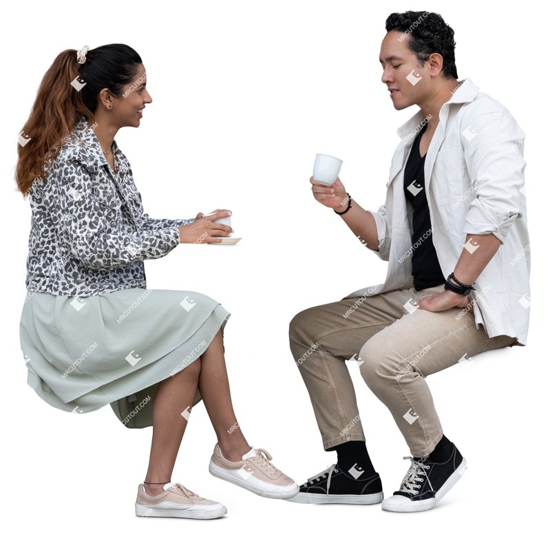 Couple drinking coffee people png (16766)