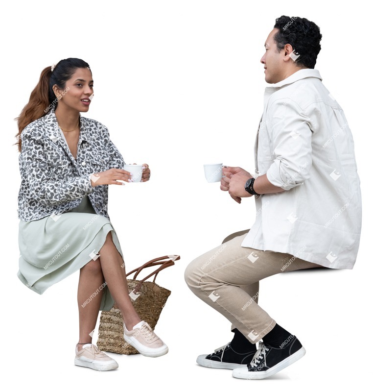 Couple drinking coffee people png (16767)