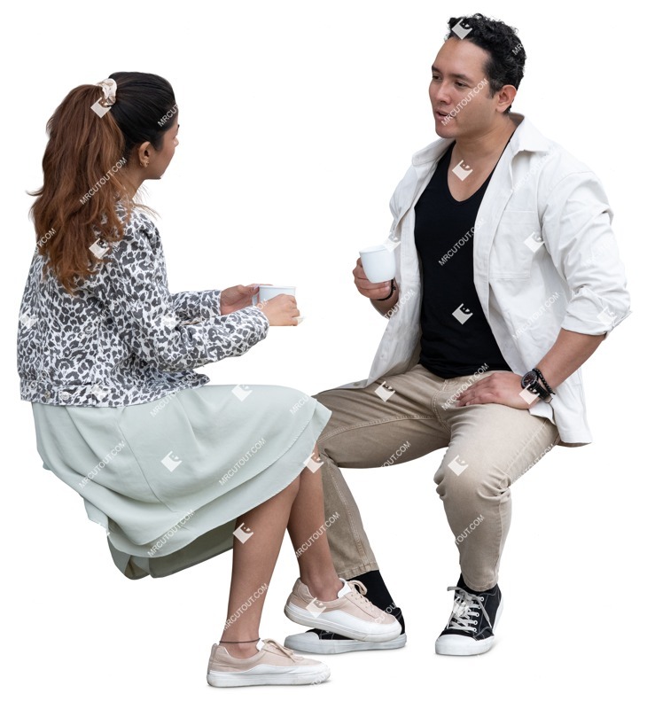 Couple drinking coffee people png (16768)