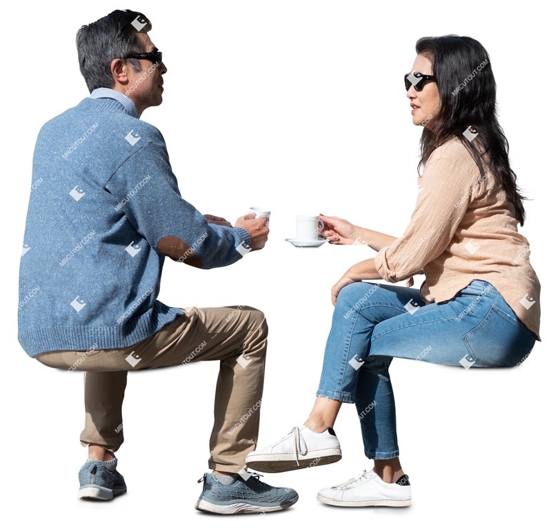Couple drinking coffee person png (16822)