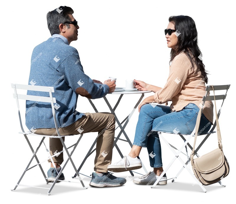 Couple drinking coffee cut out people (16824)