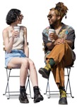 Couple drinking coffee png people (11999) - miniature