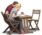 Couple eating seated  (6638) - miniature