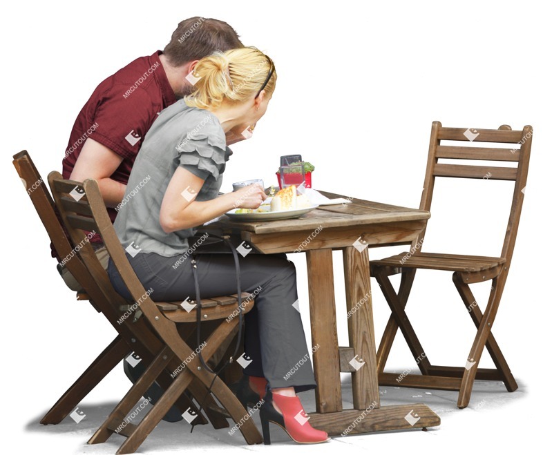 Couple eating seated people png (6638)
