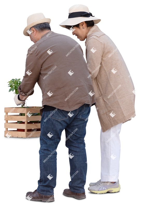 Couple gardening entourage people (18587)