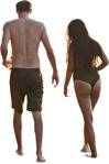 Couple in a swimsuit walking cut out pictures (5414) - miniature