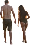 Couple in a swimsuit walking  (5414) - miniature