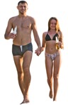 Couple in a swimsuit walking cut out pictures (5415) - miniature