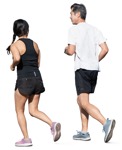 Couple jogging entourage people (6360) - miniature
