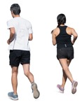 Couple jogging entourage people (6362) - miniature