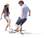 Cut out people - Couple Playing Soccer 0001 | MrCutout.com - miniature