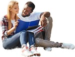 Couple reading a book learning human png (4436) - miniature