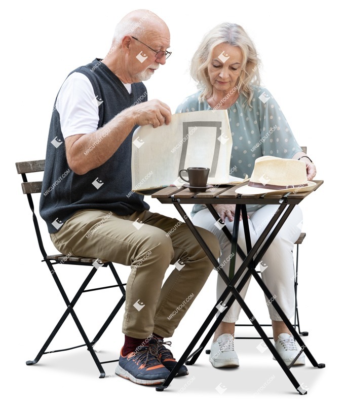 Couple reading a newspaper people png (18820)
