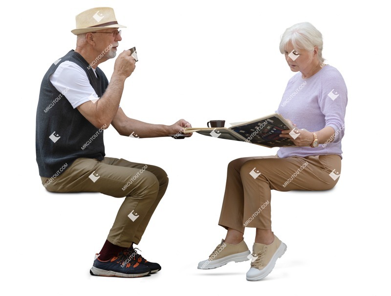 Couple reading a newspaper people png (19306)