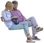 Couple sitting entourage people (3162) - miniature