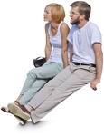 Couple sitting cut out people (4691) - miniature