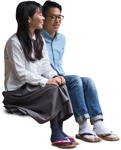 Couple sitting people png (5822) - miniature