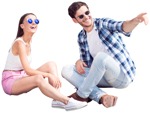 Couple sitting people png (2912) - miniature