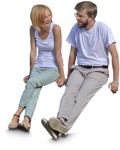 Couple sitting cut out people (4317) - miniature
