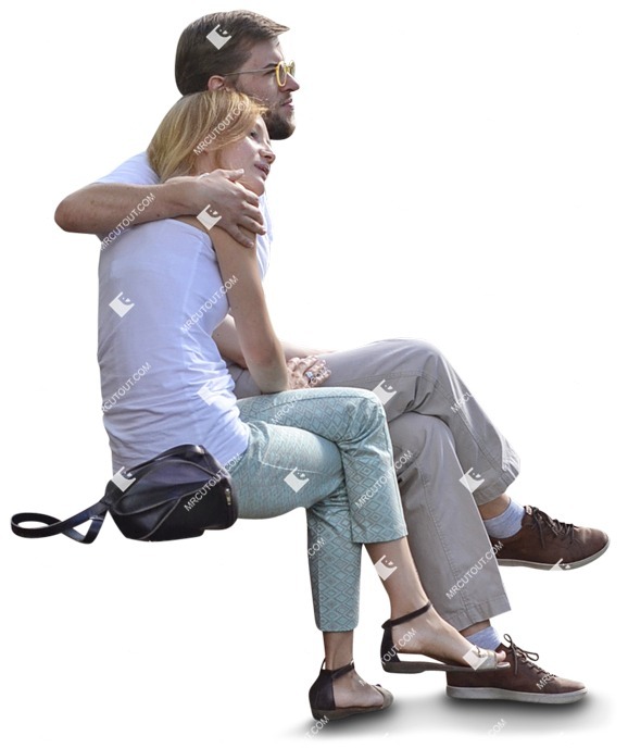 Couple sitting cut out people (3614)
